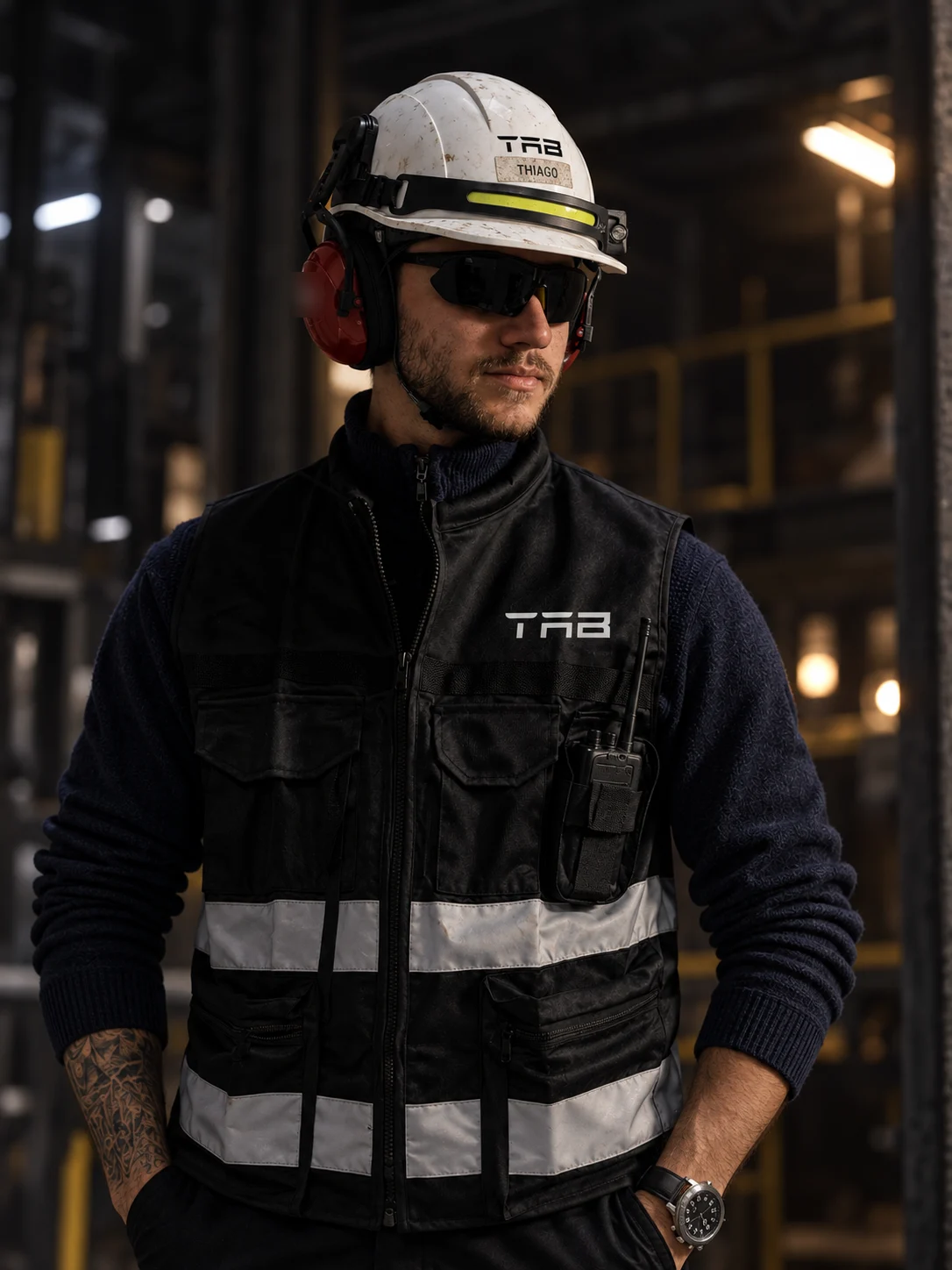 Profissional TAB em ambiente industrial